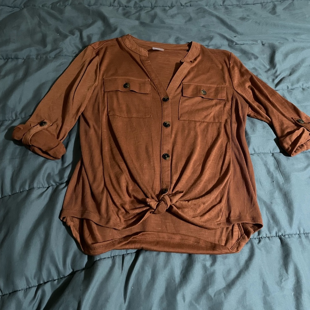 Burnt orange half sleeve shirt